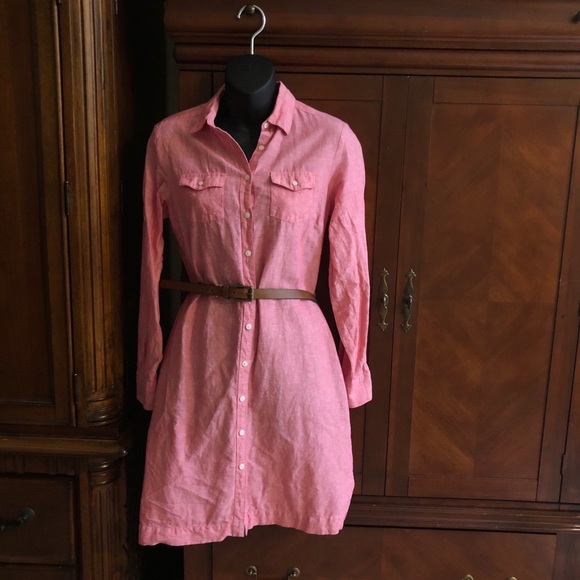 Brook’s Brothers size 4 Linen Button Down Dress in pink - Picture 2 of 12